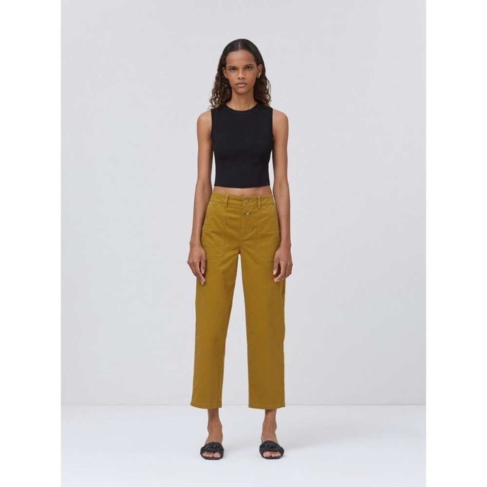 CLOSED Abe Pants Womens 25 Golden Brown Cotton High Rise Cropped Casual NEW